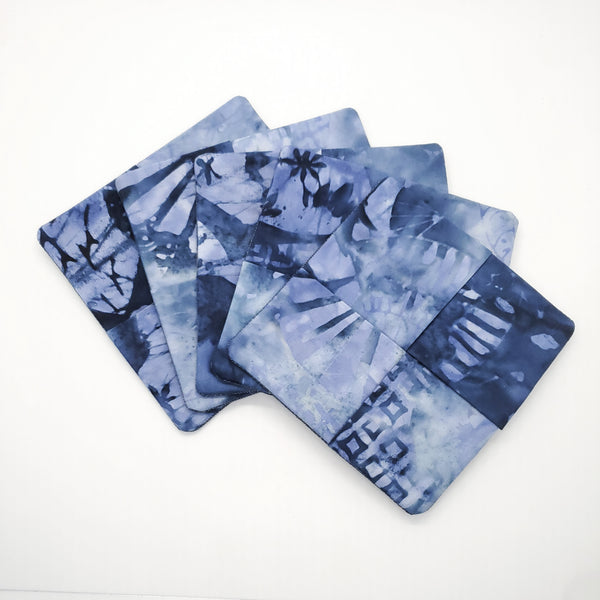 Origami Tea Folded Cloth coasters cotton ocean blue  modern coaster kitchen decor fabric handmade sustainable unique