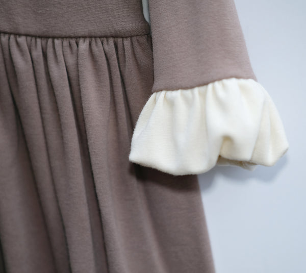 Chloe Bubble Sleeve Dress in Mushroom - OLIVE + LOU