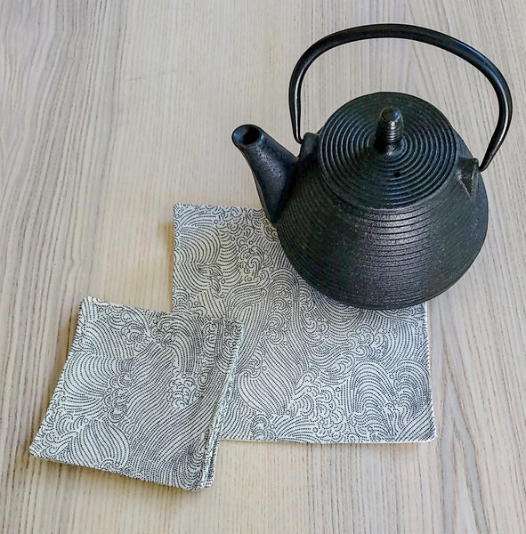 Japanese Cloth Coasters in Dotted Waves Ivory