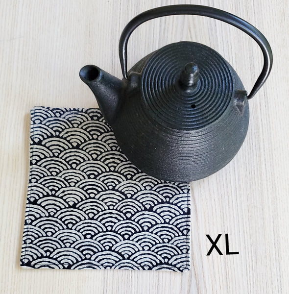 Japanese Cloth Coasters in Seigaiha Wave