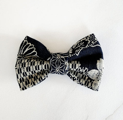 Pet Bow Tie - Floral Blossom Indigo Blue