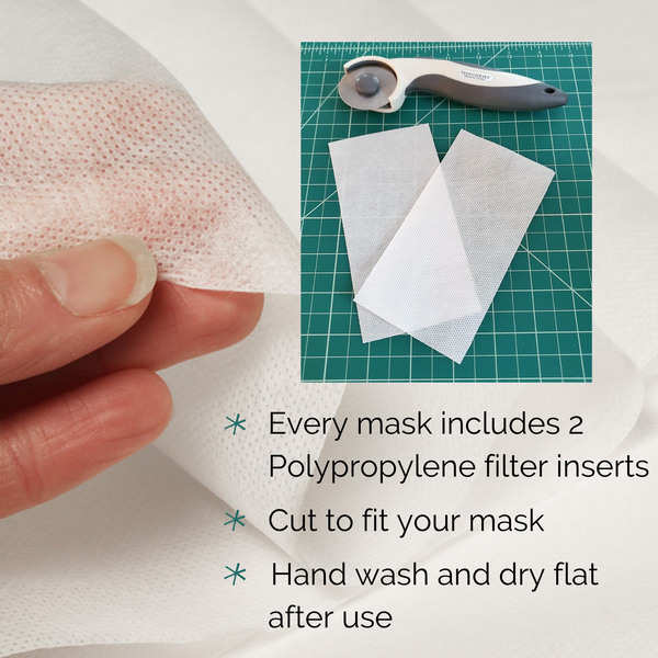 Free set of polypropylene filter inserts pocket with each Japanese Origami Pleated face mask