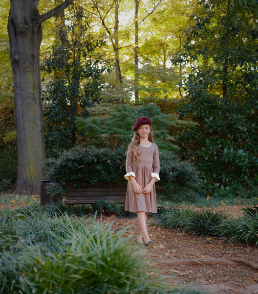 Chloe Bubble Sleeve Dress in Mushroom - OLIVE + LOU