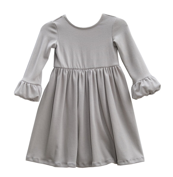 Chloe Bubble Sleeve Dress in Silver Grey - OLIVE + LOU