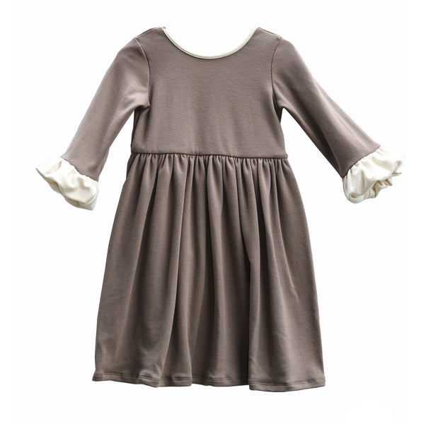 Chloe Bubble Sleeve Dress in Mushroom - OLIVE + LOU