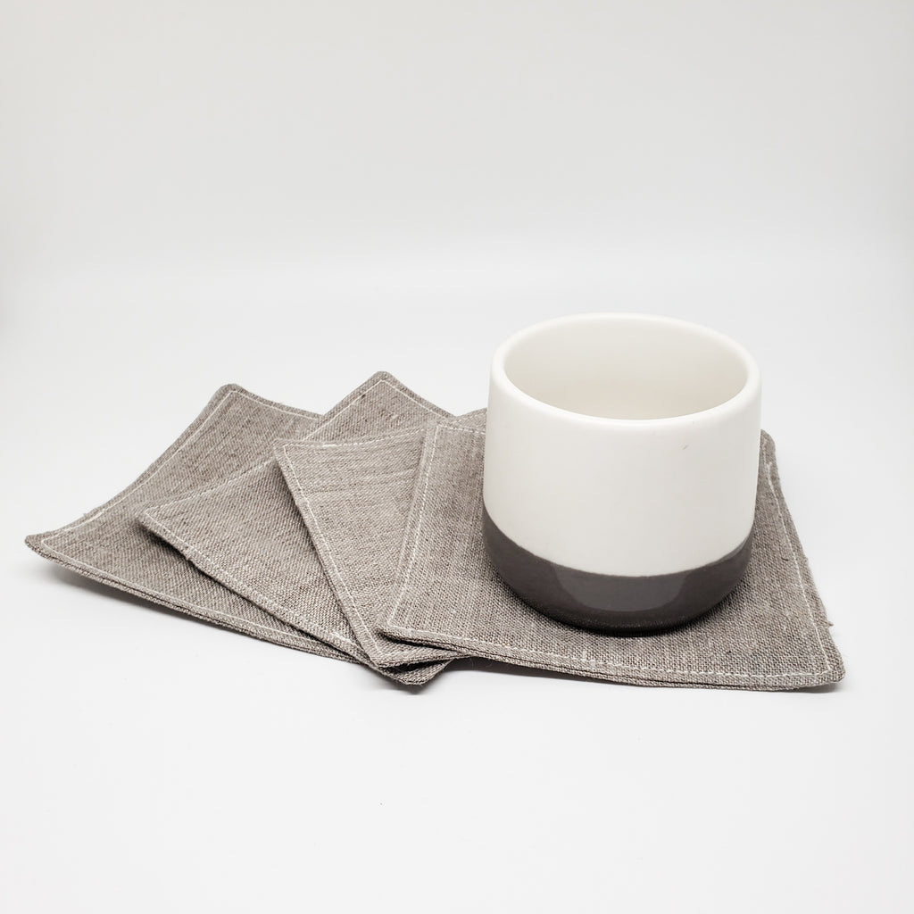 Tea Cloth coasters natural lithuanian linen flax  linen modern coaster kitchen decor fabric handmade sustainable