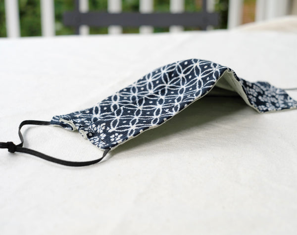 KIDS Reversible Mask in Indigo Patchwork|Anti Fog Mask Kids|Mask for Small Children|Japanese Face Mask| Reusable w/ Filter and Nose Wire