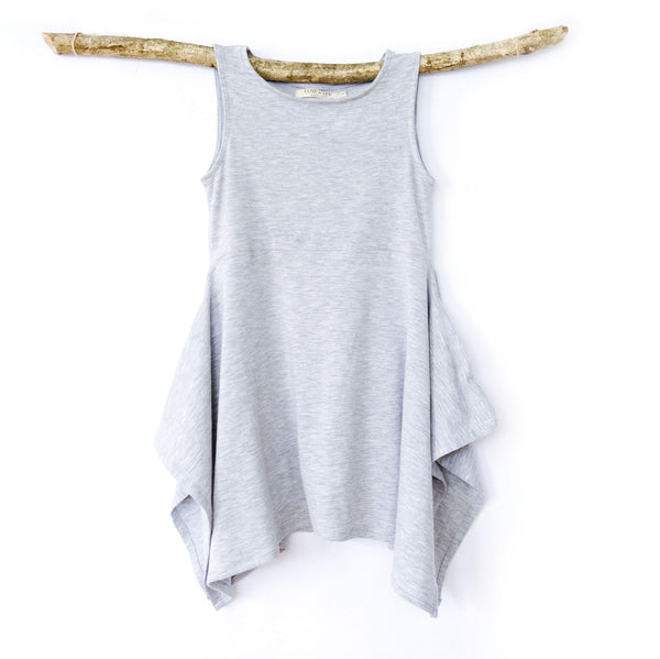 Handkerchief Dress in Heather Grey - OLIVE + LOU