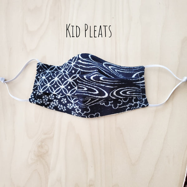 KIDS Reversible Mask in Indigo Patchwork|Anti Fog Mask Kids|Mask for Small Children|Japanese Face Mask| Reusable w/ Filter and Nose Wire