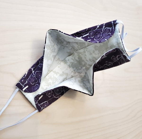 Origami 3D Japanese Pleated Face Mask in Cherry Blossom Purple No Fog Mask nose wire filter pocket Mask for Men Women Kids Face Mask Fitted
