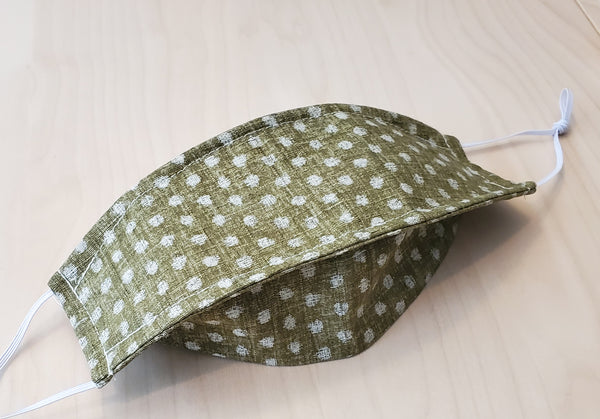 Origami 3D Japanese Pleated Face Mask in Dobby Dot Green No Fog Mask nose wire filter pocket Mask for Men Women Kids Face Mask Fitte