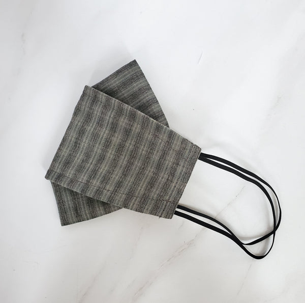 Kids Origami Mask - Japanese Yarn Dyed Plaid in Gray / Green