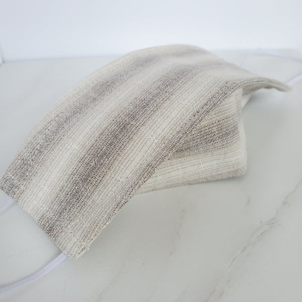 Origami Mask - Japanese Woven Graduated Stripes in Beige / Gray