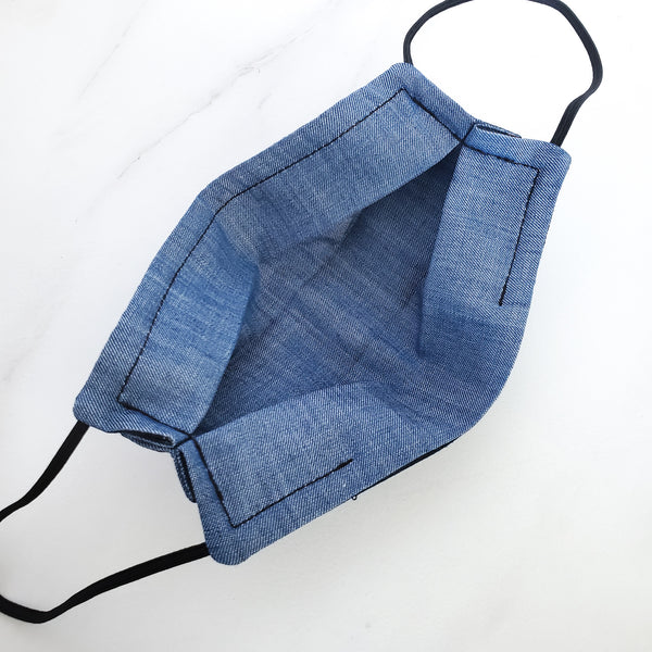 KIDS Reversible Pleat Mask - Japanese Cross Hatch Black / Brown