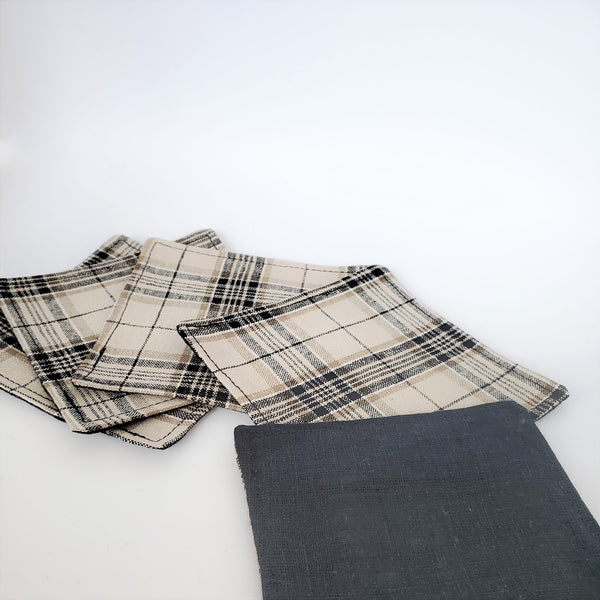 Japanese Cloth Coasters in Beige Plaid