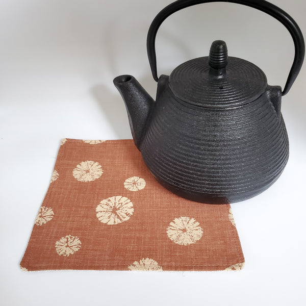 Japanese Cloth Coasters in Terra Cotta Sand Dollar