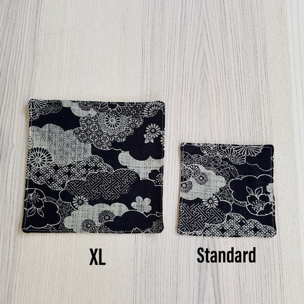 Japanese Cloth Coasters - Floral Black Gold Foil