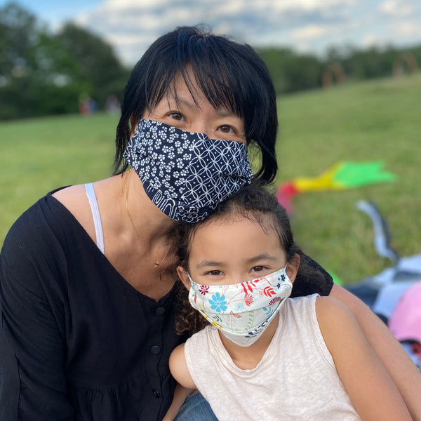 KID's Reversible Mask - Japanese Indigo Patchwork